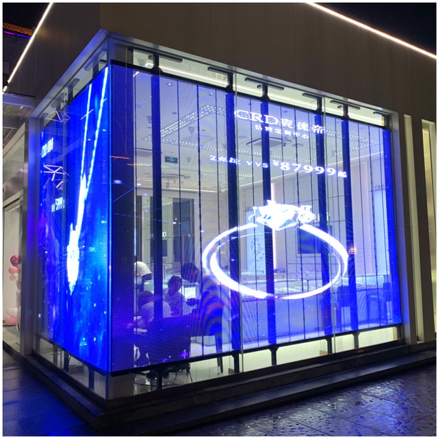 P3.91-P7.8 Full Color Glass Indoor Wall Mounting Transparent Led Screen for Shopping Mall