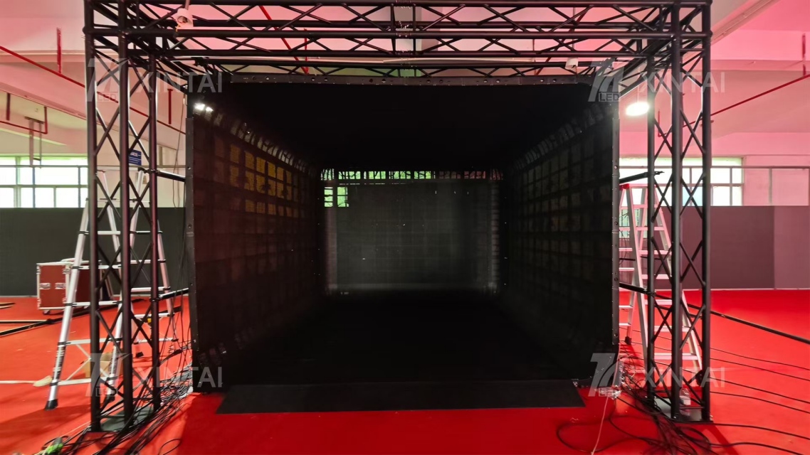 Five-Sided Immersive Acoustic-Transparent Surround Sound LED Display