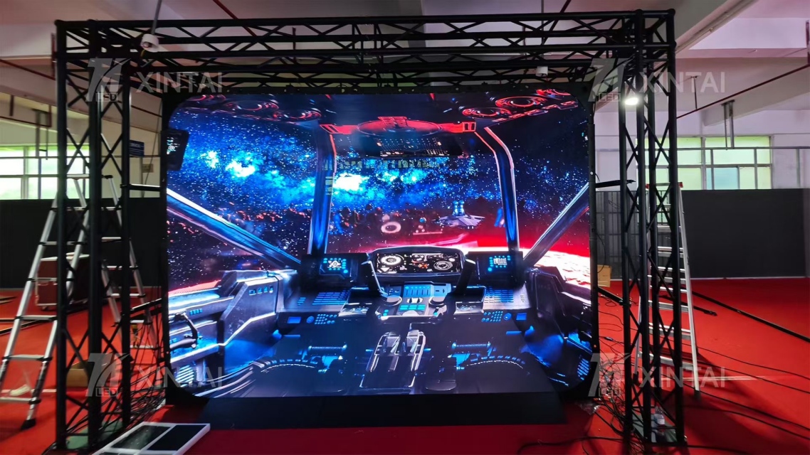 Five-Sided Immersive Acoustic-Transparent Surround Sound LED Display