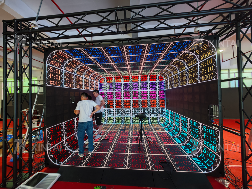 Five-Sided Immersive Acoustic-Transparent Surround Sound LED Display